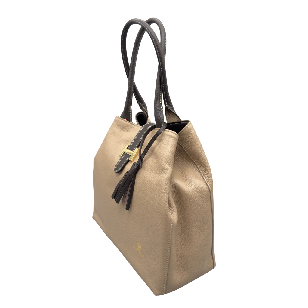 Borsa H Grande in Pelle Martellata con Dettaglio Dorato — Modello 2026