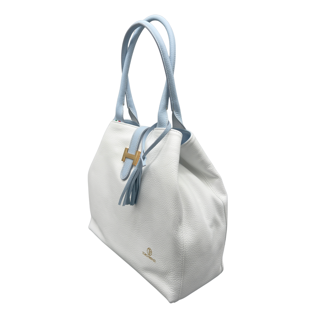Borsa H Grande in Pelle Martellata con Dettaglio Dorato — Modello 2026