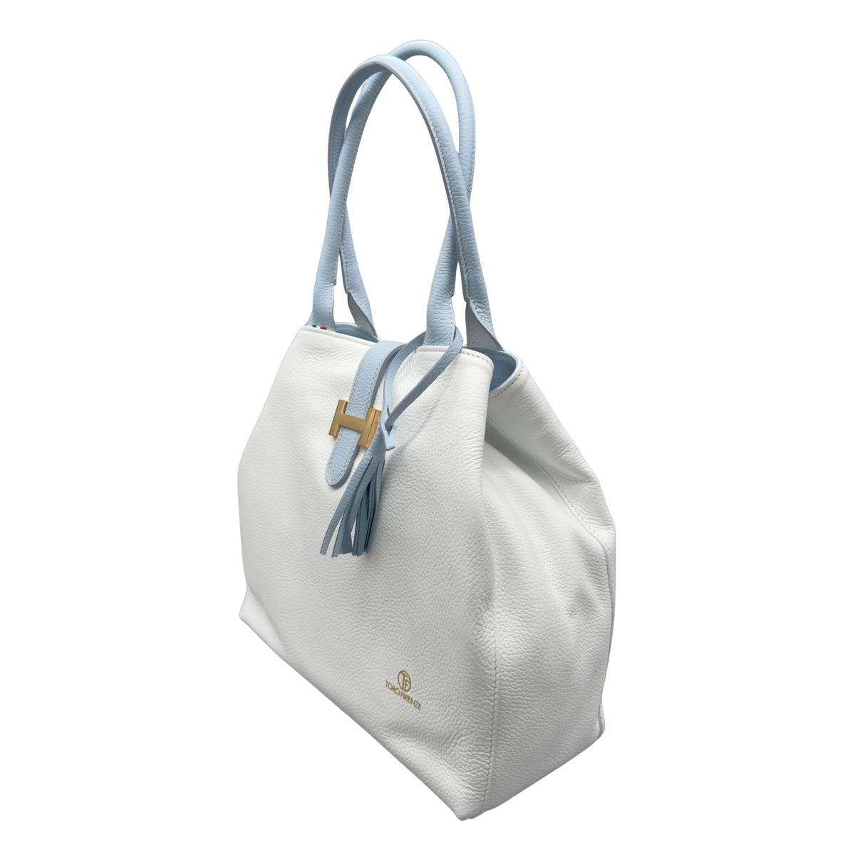 Borsa H Grande in Pelle Martellata con Dettaglio Dorato — Modello 2026