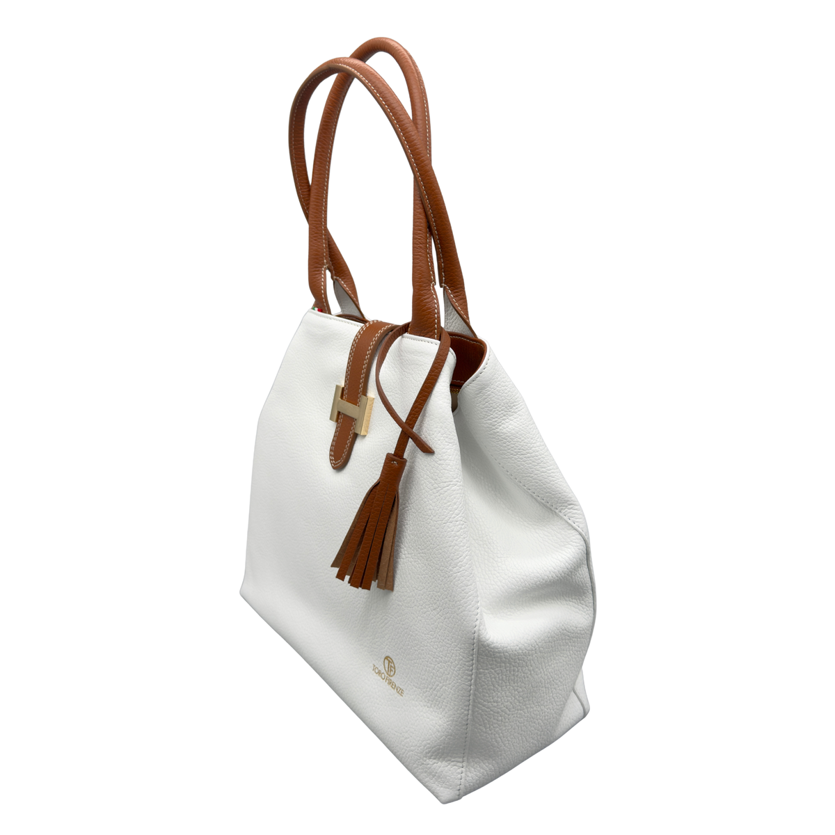 Borsa H Grande in Pelle Martellata con Dettaglio Dorato — Modello 2026