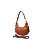 Borsa a Mano Piccola Mezza Luna Vachetta in Pelle con Doppia Tracolla — Modello 2026