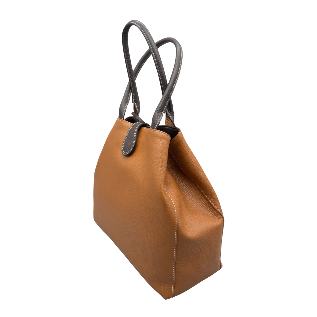 Borsa H Grande in Pelle Martellata con Dettaglio Dorato — Modello 2026