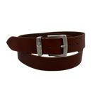 Cintura Uomo in Pelle 4 cm con Fibbia Argentata e Passante Giglio — Modello 2026