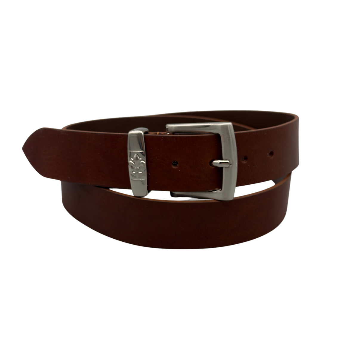 Cintura Uomo in Pelle 4 cm con Fibbia Argentata e Passante Giglio — Modello 2026