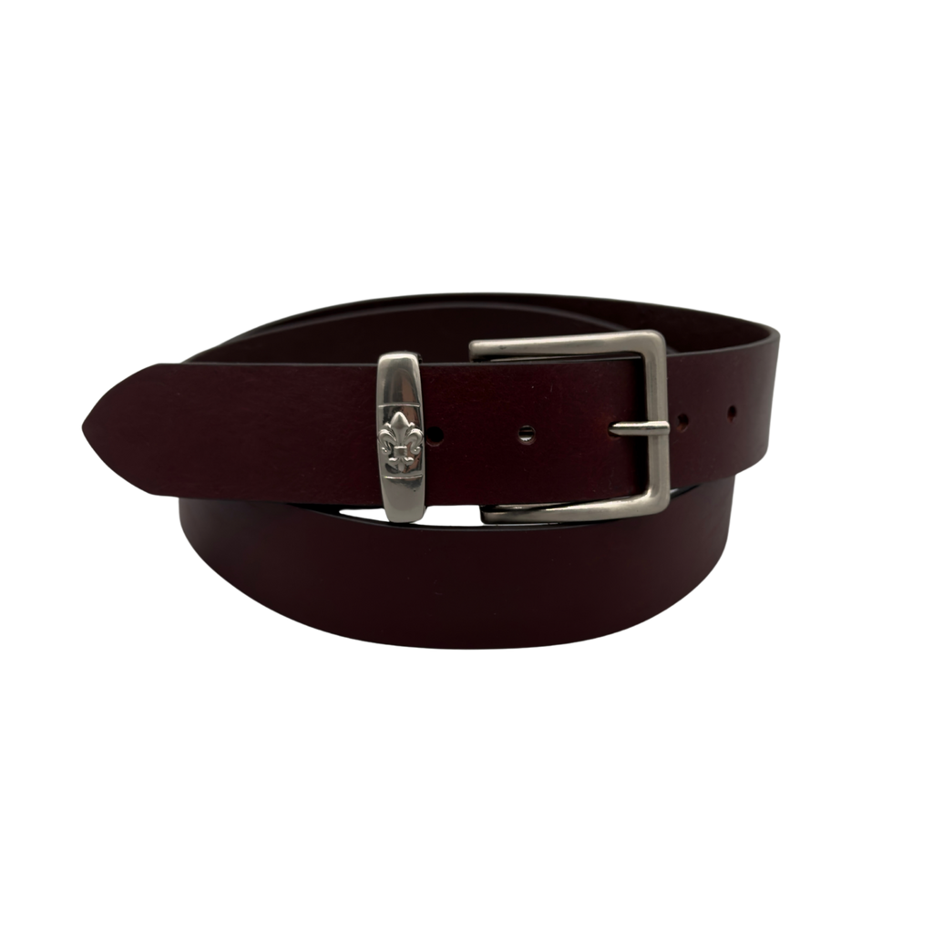 Cintura Uomo in Pelle 4 cm con Fibbia Argentata e Passante Giglio — Modello 2026