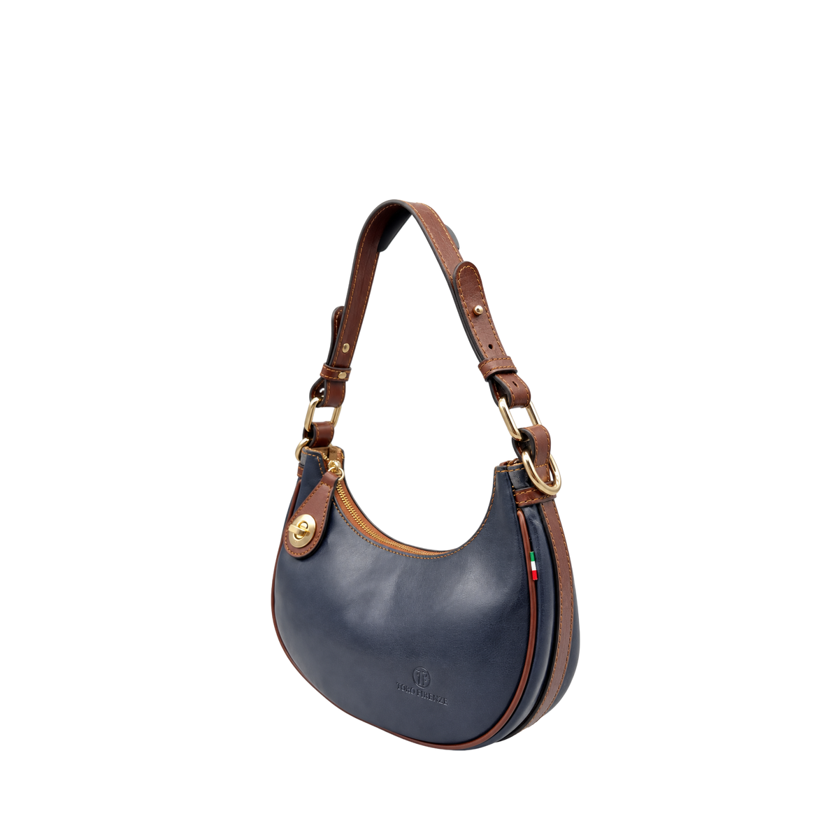 Borsa a Mano Piccola Mezza Luna Vachetta in Pelle con Doppia Tracolla — Modello 2026