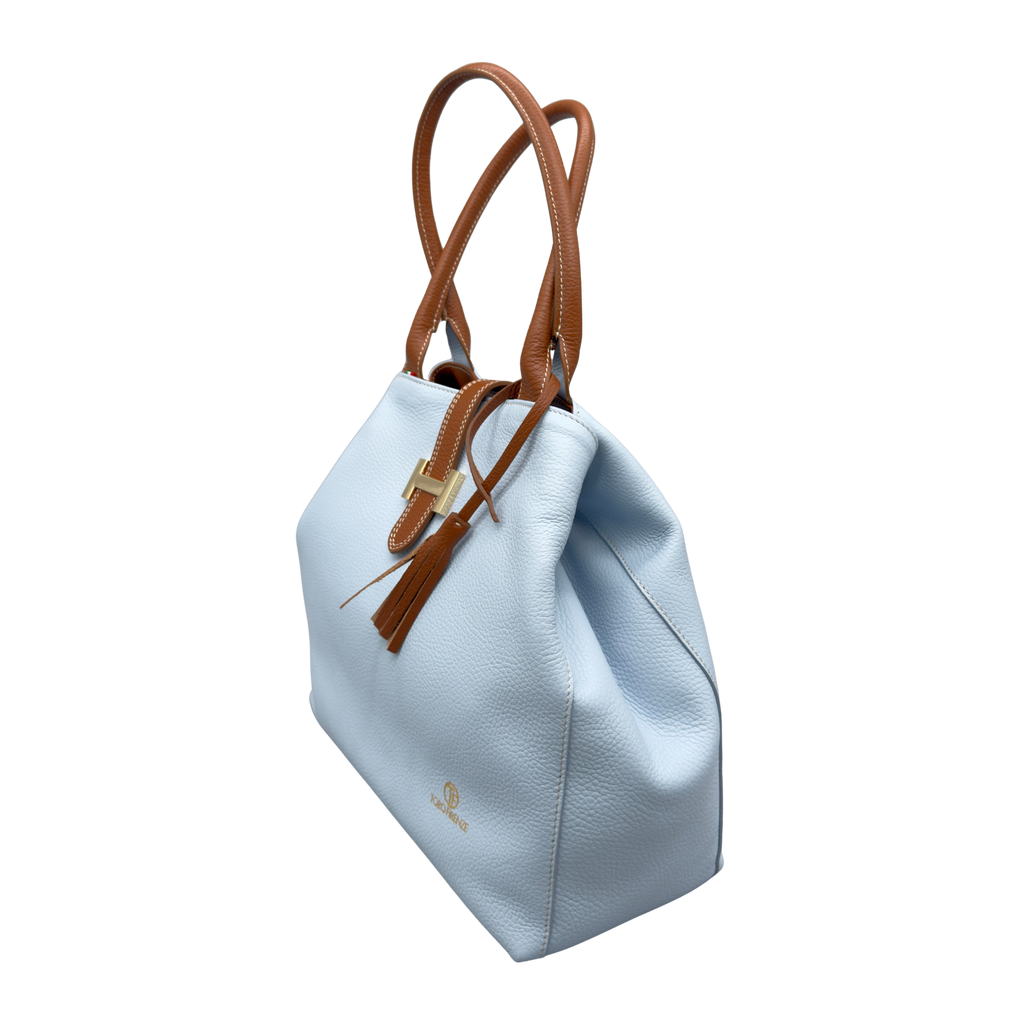 Borsa H Grande in Pelle Martellata con Dettaglio Dorato — Modello 2026