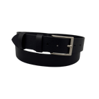 Cintura Uomo in Pelle Nera 4 cm con Fibbia Argentata — Modello 2026